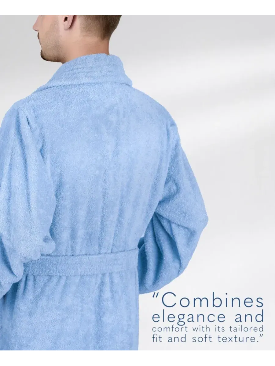Халат махровый с шалевым воротником American Soft Linen — изображение 5 из 5, синий