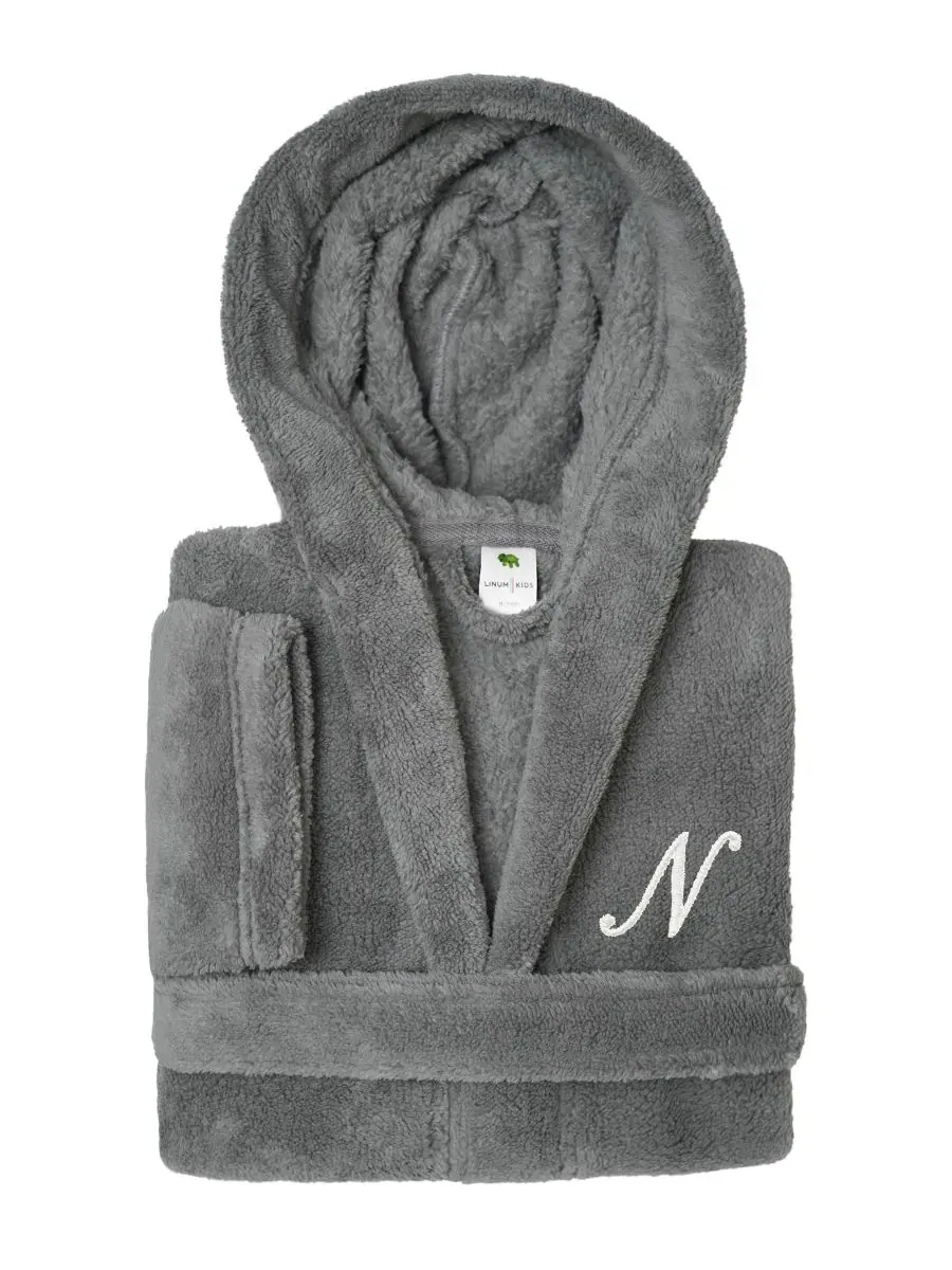 Детский халат из плюша с капюшоном, Personalized Kids Super Plush Hooded Bathrobe Linum Home
