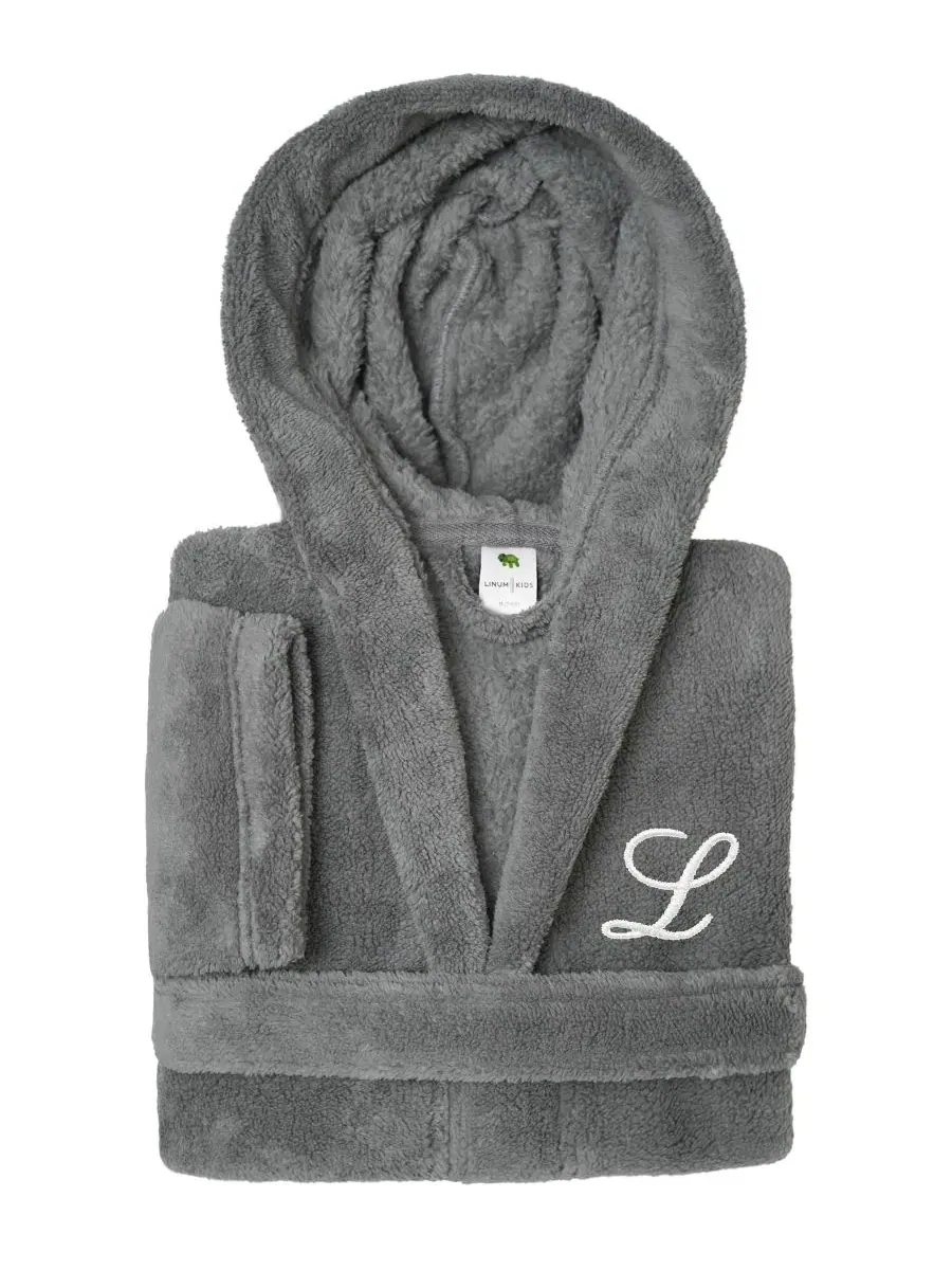 Детский халат с капюшоном из микрофибры, Personalized Kids Super Plush Hooded Bathrobe Linum Home — изображение 1 из 4