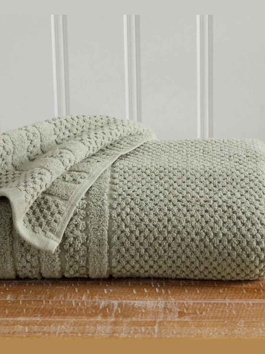 Набор полотенец для рук Cotton Textured, 6 шт Linery & Co — изображение 5 из 6, зеленый