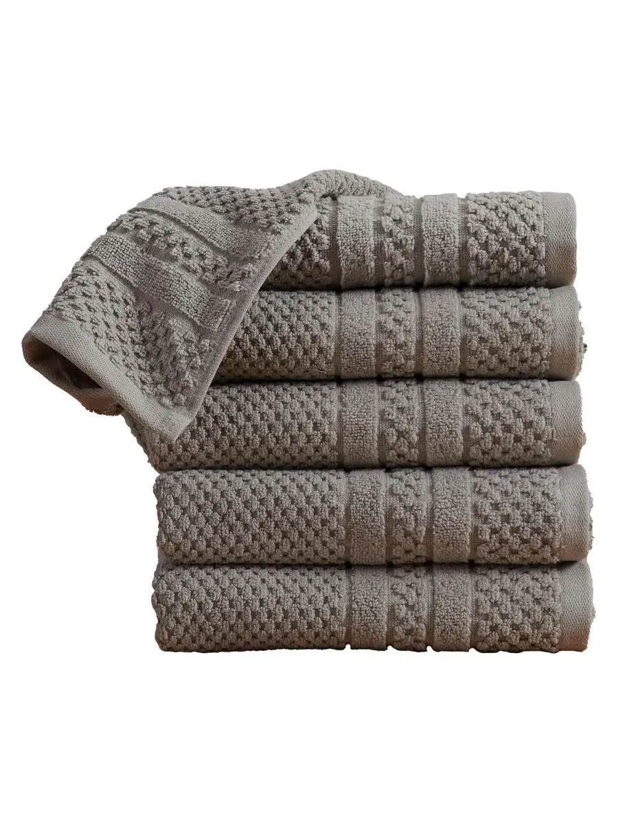 Комплект полотенец для рук с узором в клетку, 6 шт, 40x71 см, Cotton Textured Linery & Co — изображение 1 из 6, серый
