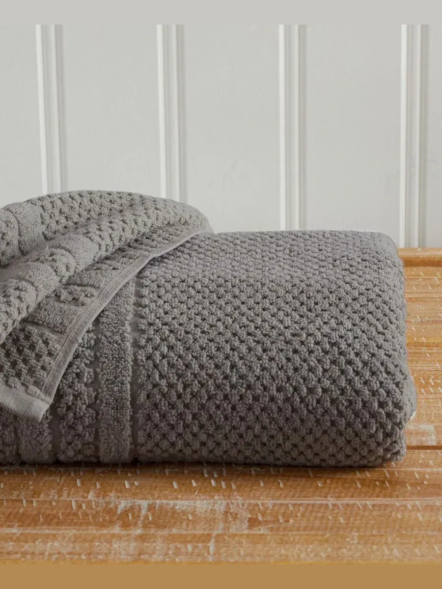 Комплект полотенец для рук с узором в клетку, 6 шт, 40x71 см, Cotton Textured Linery & Co — изображение 5 из 6, серый