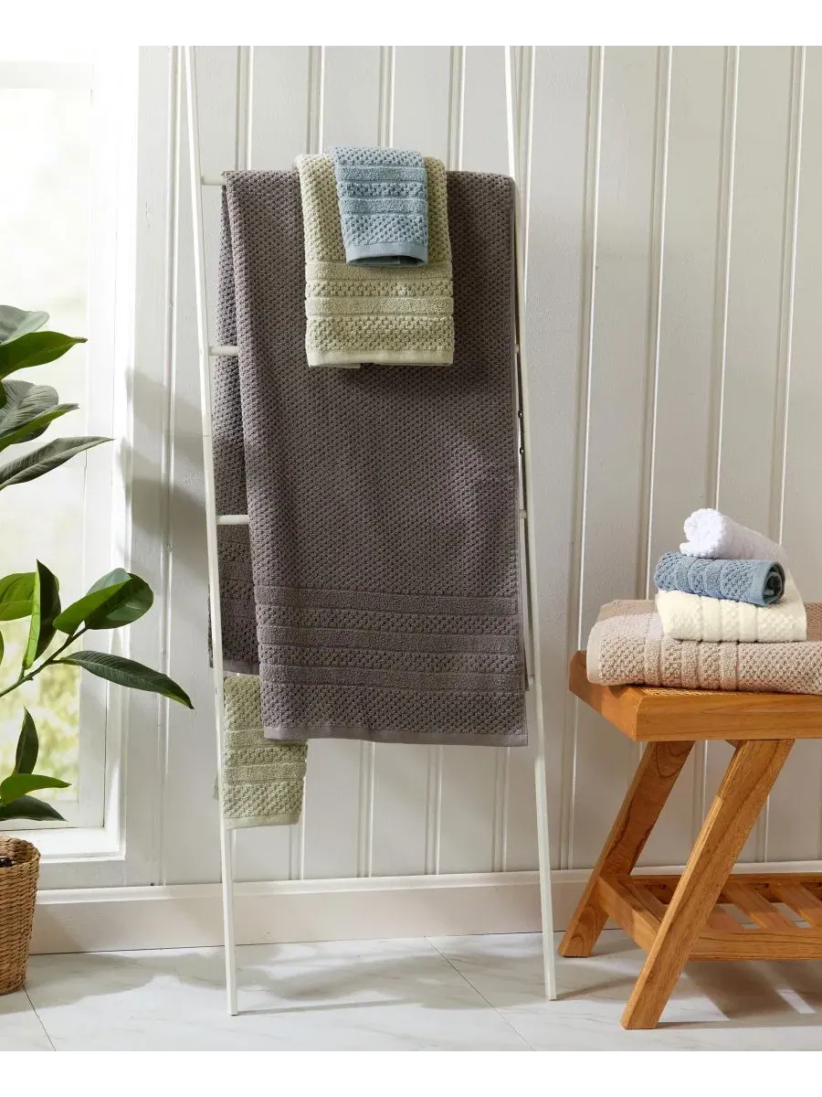 Набор полотенец для рук Cotton Textured 6pk, 6 шт. Linery & Co — изображение 4 из 6, белый