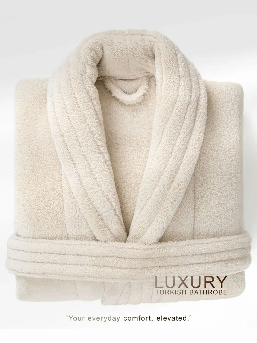 Халат махровый с шалевым воротником, Unisex Luxury Hotel Spa Warm Shawl Collar Soft Plush Fleece — изображение 2 из 8