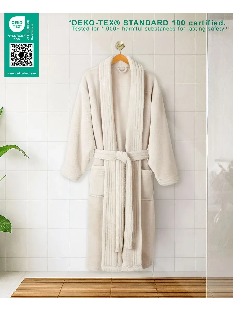 Халат махровый с шалевым воротником, Unisex Luxury Hotel Spa Warm Shawl Collar Soft Plush Fleece — изображение 3 из 8
