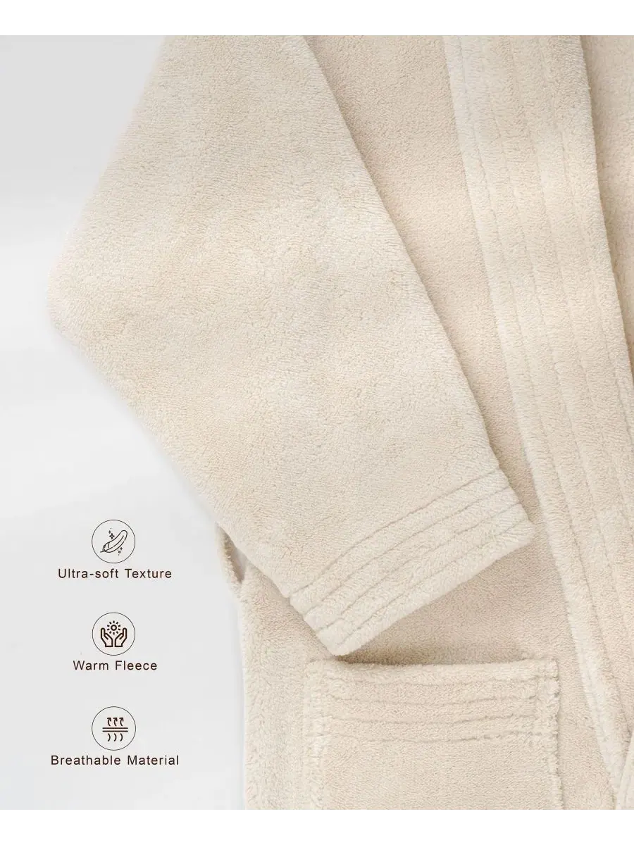 Халат махровый с шалевым воротником, Unisex Luxury Hotel Spa Warm Shawl Collar Soft Plush Fleece — изображение 4 из 8