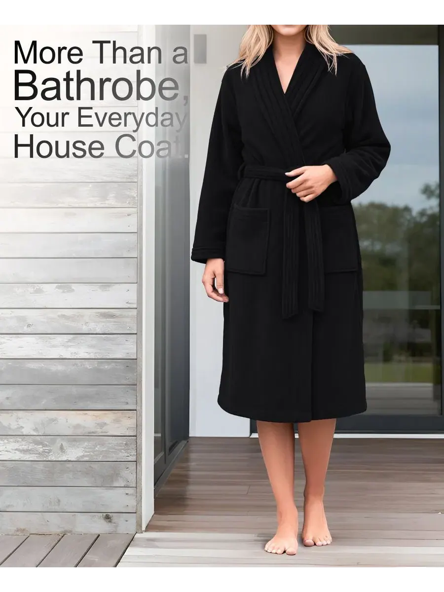 Халат махровый с шальным воротником American Soft Linen — изображение 7 из 8, черный