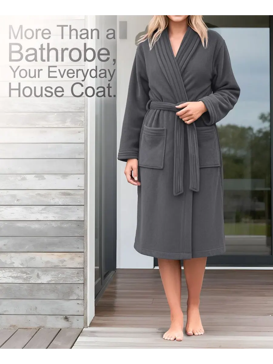 Халат махровый с шалевым воротником, 2XL American Soft Linen — изображение 7 из 8, темный серый
