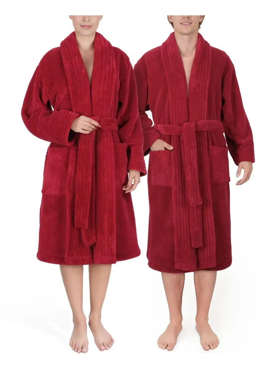 Махровый халат с шалевым воротником, на поясе, с карманами American Soft Linen