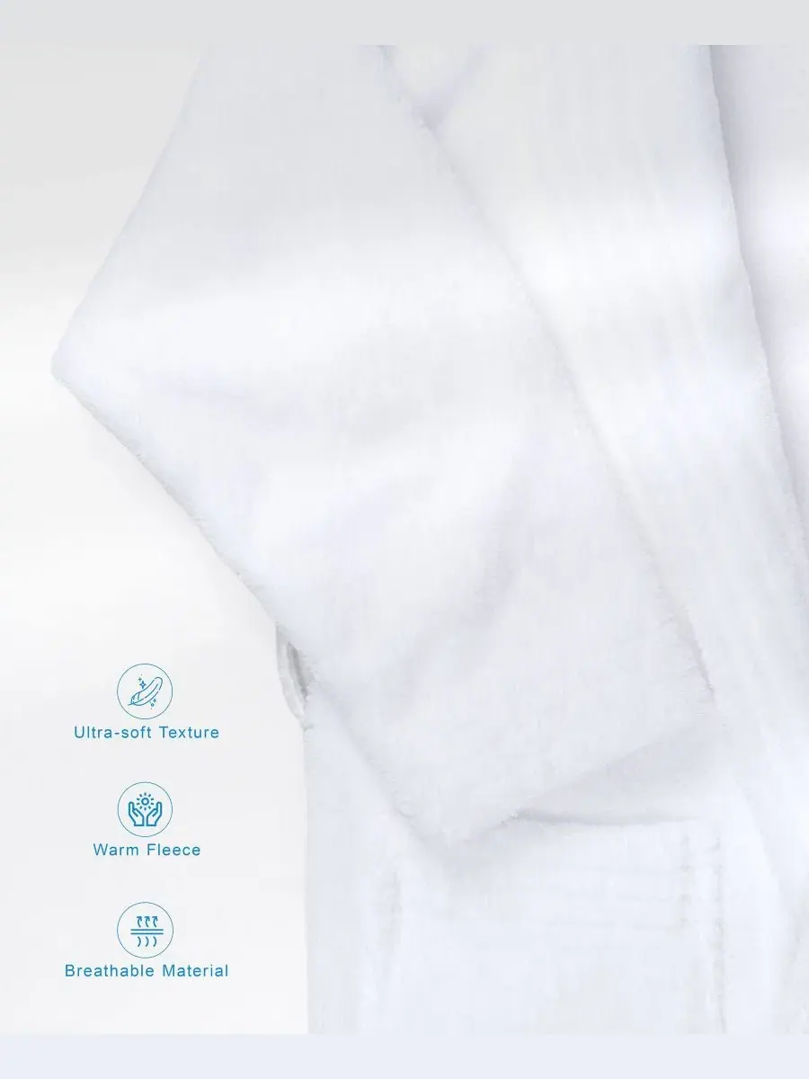 Халат махровый с шальным воротником, на поясе American Soft Linen — изображение 4 из 8, белый