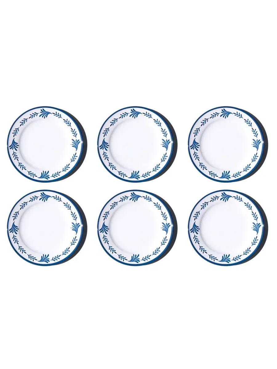 Набор тарелок обеденных Medallion Flower NewWave Melamine, 6 шт Abode Homewares — синий