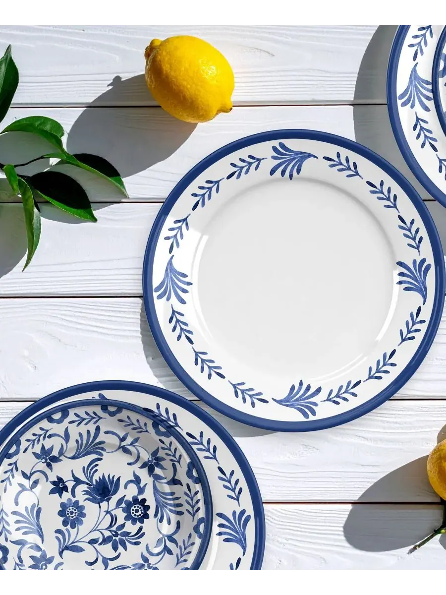 Набор тарелок обеденных Medallion Flower NewWave Melamine, 6 шт Abode Homewares — изображение 5 из 5, синий