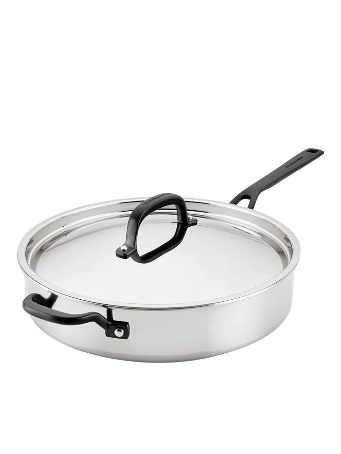 Сотейник с крышкой KitchenAid 5-Ply Clad Stainless Steel, 4.7 л/30 см, полированная сталь — серебристый