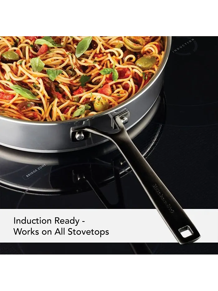 Сотейник с крышкой KitchenAid 5-Ply Clad Stainless Steel, 4.7 л/30 см, полированная сталь — изображение 8 из 8, серебряный
