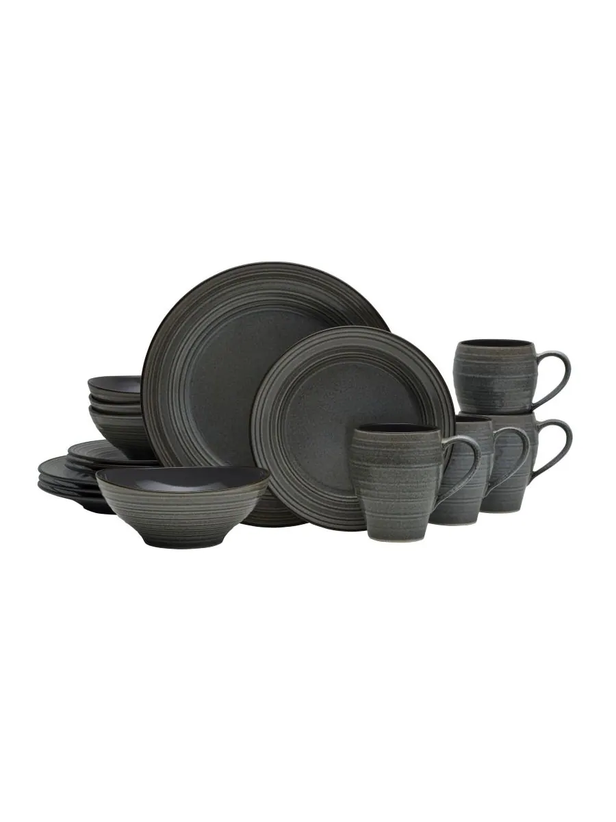 Набор посуды Swirl Graphite, 16 предметов, на 4 персоны Mikasa — серый