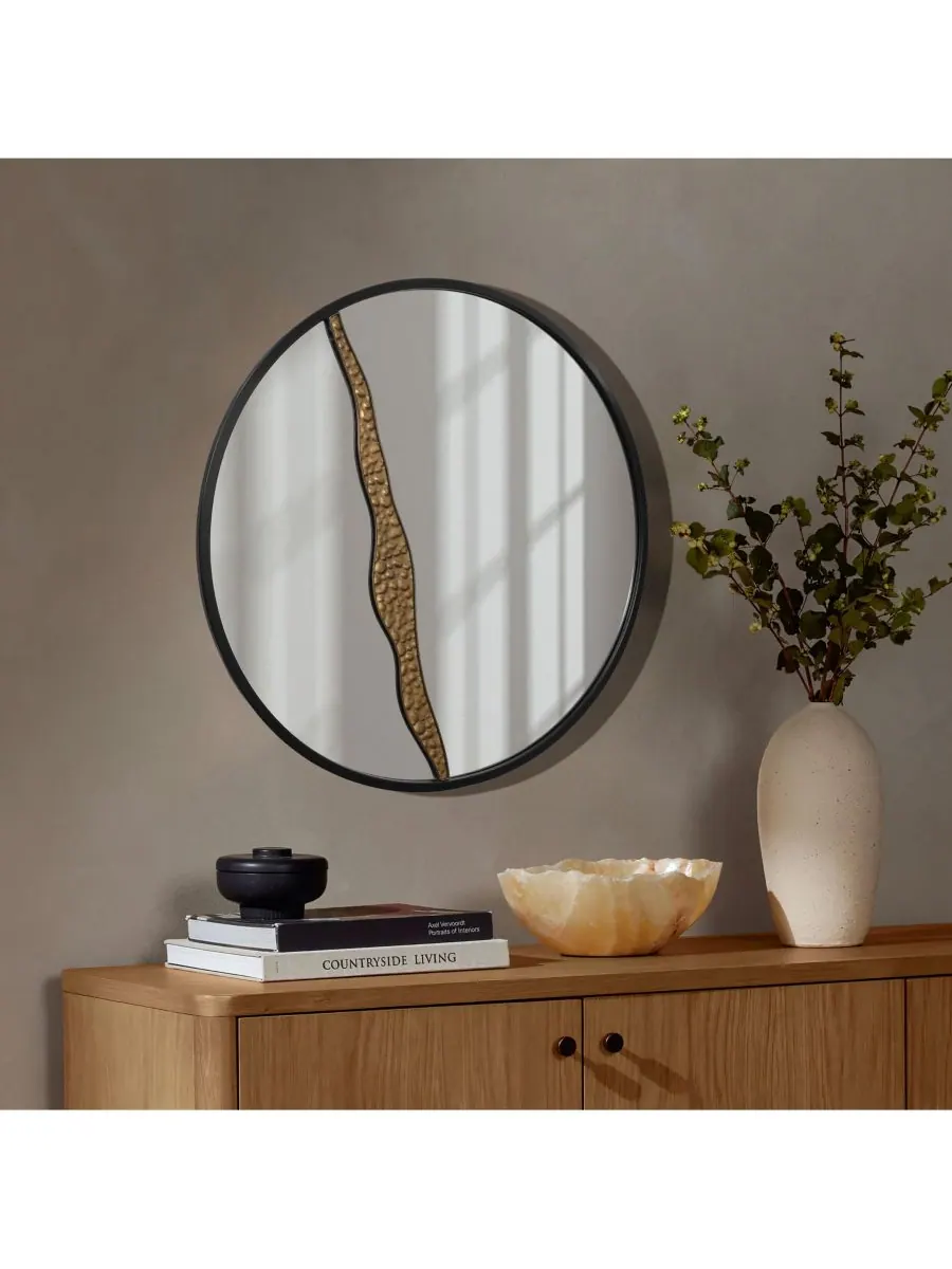 Круглое настенное зеркало LuxenHome Goldrush Black Metal Frame — изображение 5 из 9, черный