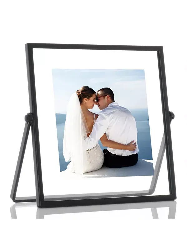 Металлическая мольбертная фоторамка, 4" x 4" Lawrence Frames — черный