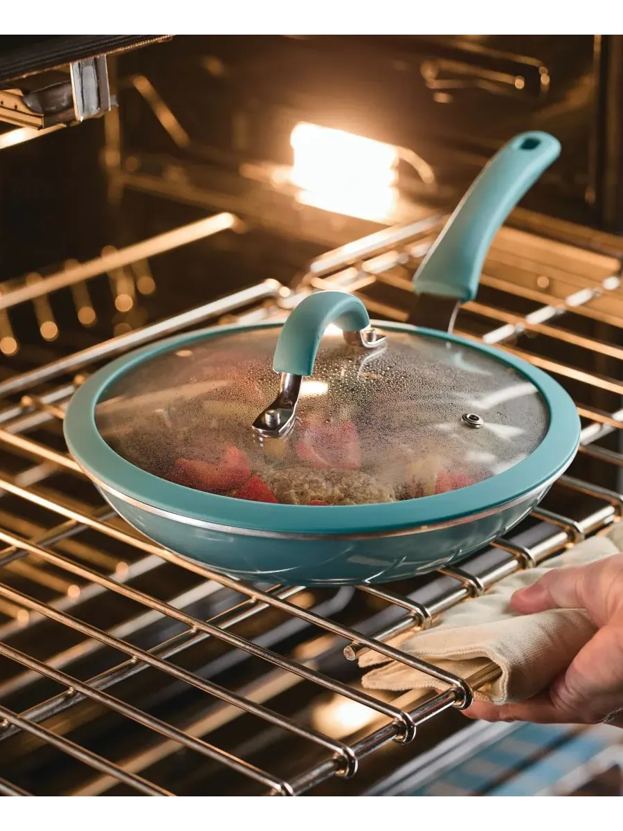 Набор алюминиевой посуды с антипригарным покрытием Cook + Create, 11 предметов Rachael Ray — изображение 2 из 8, синий
