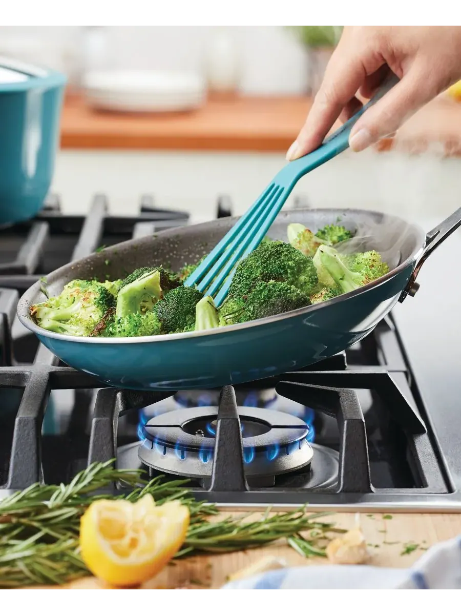 Набор алюминиевой посуды с антипригарным покрытием Cook + Create, 11 предметов Rachael Ray — изображение 4 из 8, синий