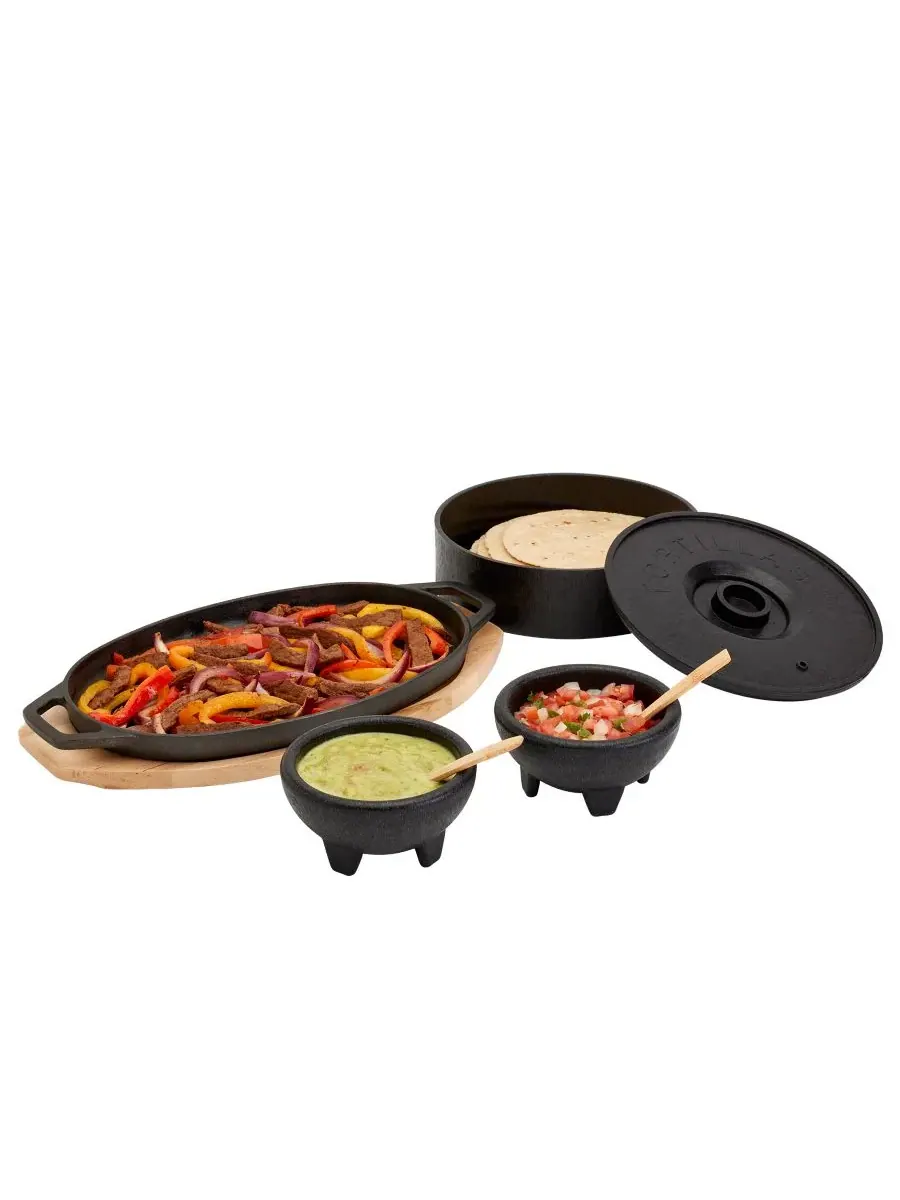 Набор для приготовления фахитас из чугуна Latin Cast Iron, 8 предметов Infuse — черный