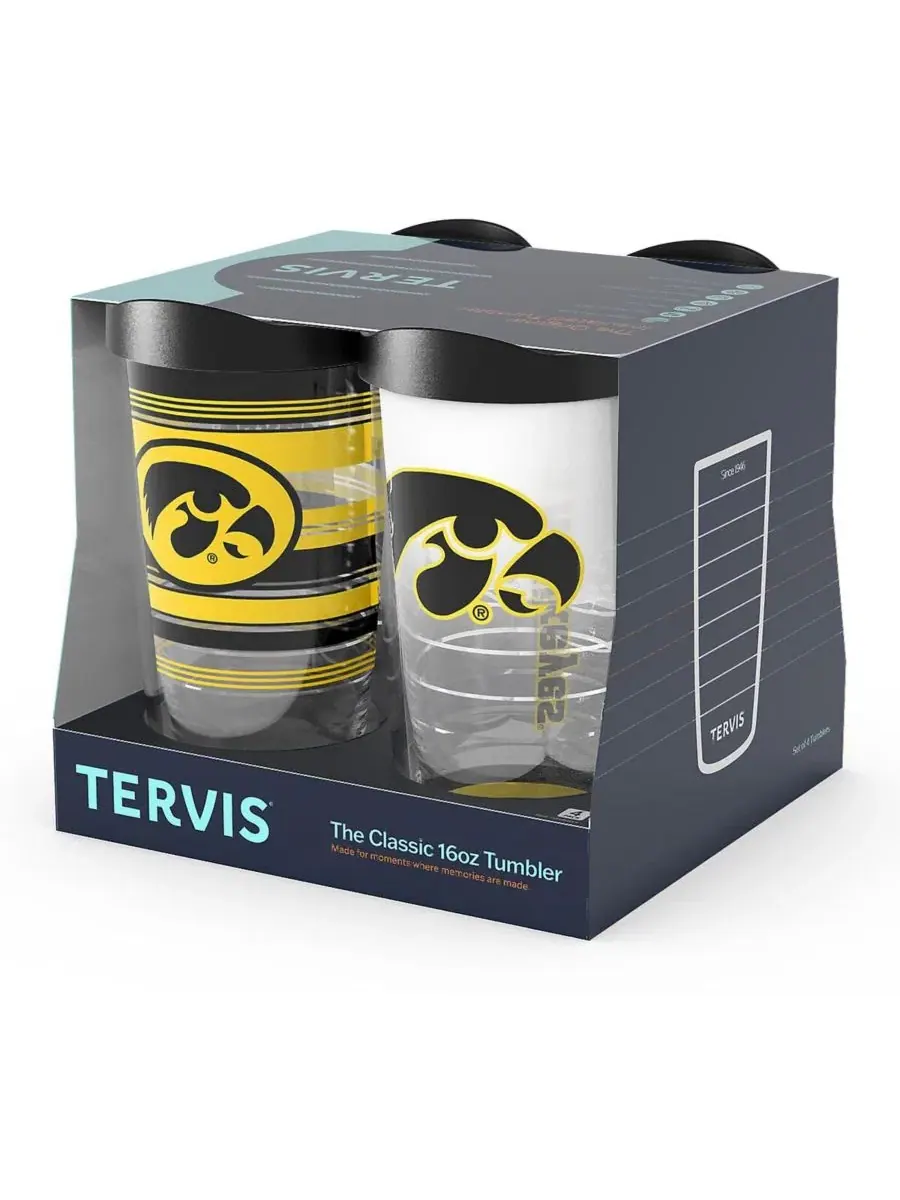 Набор из 4 стаканов Tervis Iowa Hawkeyes, 16 унций, с эмблемой — изображение 3 из 5, нет цвета