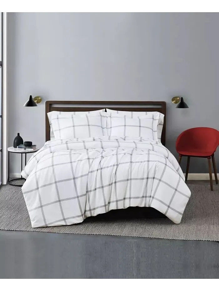 Комплект пододеяльников King из 3 предметов с принтом Windowpane King Truly Soft — изображение 4 из 4, белый