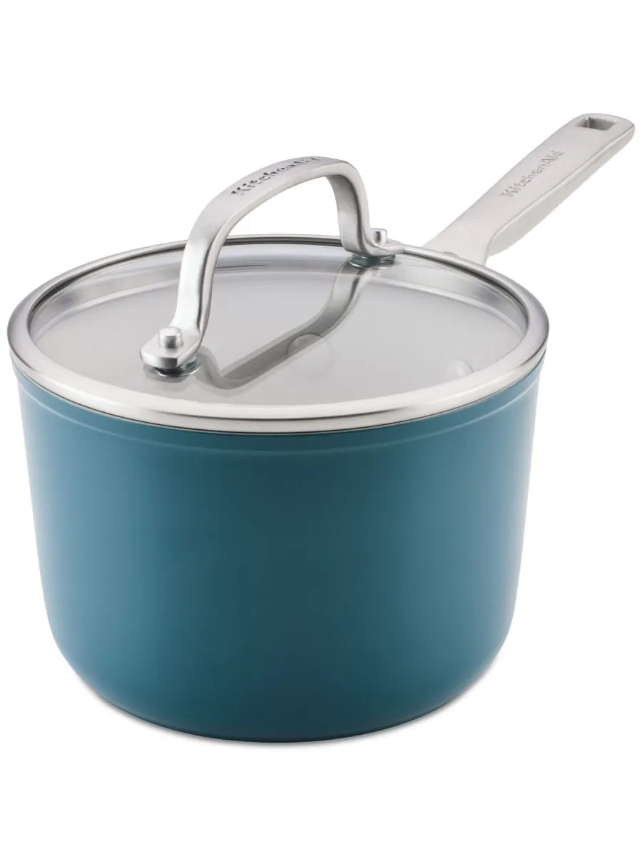 Ковш с крышкой KitchenAid Hard-Anodized Ceramic Induction, 1,9 л, Синяя агава