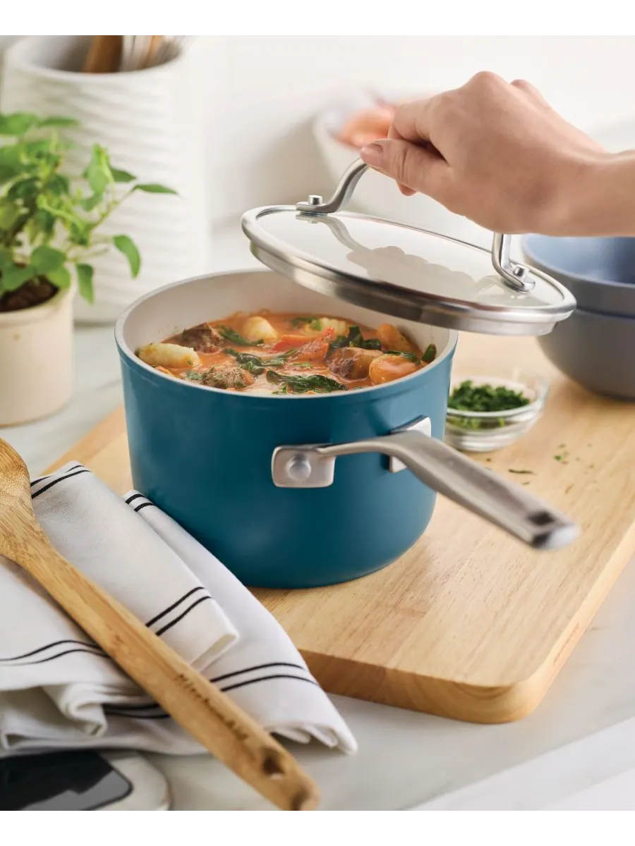 Ковш с крышкой KitchenAid Hard-Anodized Ceramic Induction, 1,9 л, Синяя агава — изображение 4 из 8, синий