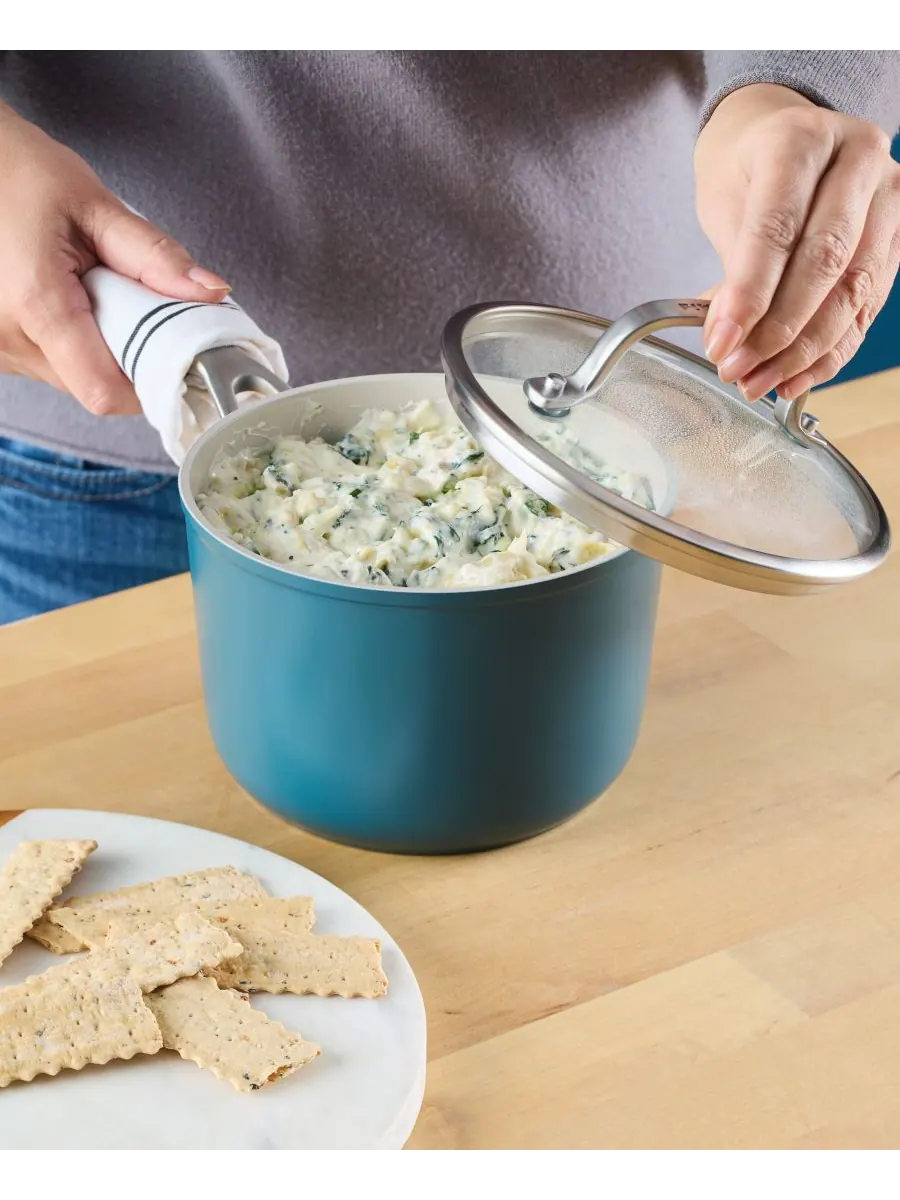 Ковш с крышкой KitchenAid Hard-Anodized Ceramic Induction, 1,9 л, Синяя агава — изображение 5 из 8, синий