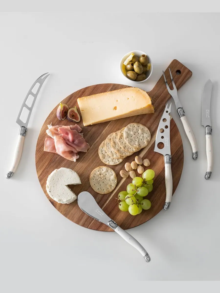Набор из 6 ножей для сыра Laguiole Artisan и круглая деревянная разделочная доска French Home — изображение 2 из 4
