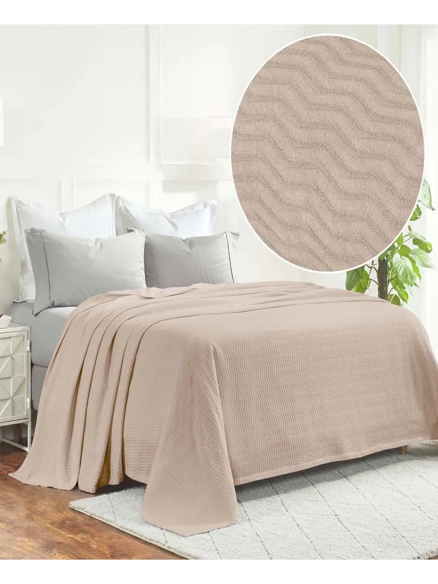 Легкое тканое одеяло Jena Cotton Textured Chevron, размер King Superior — изображение 2 из 7, хаки