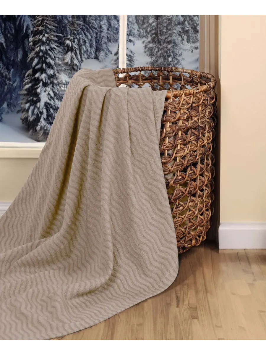 Легкое тканое одеяло Jena Cotton Textured Chevron, размер King Superior — изображение 7 из 7, хаки