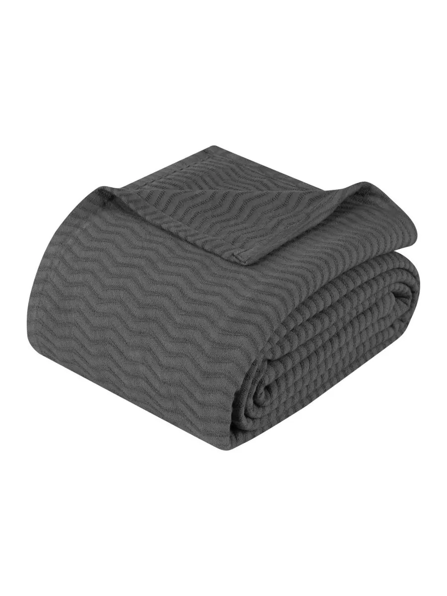 Легкое тканое одеяло Jena Cotton Textured Chevron, размер King Superior — изображение 1 из 7, темно-серый