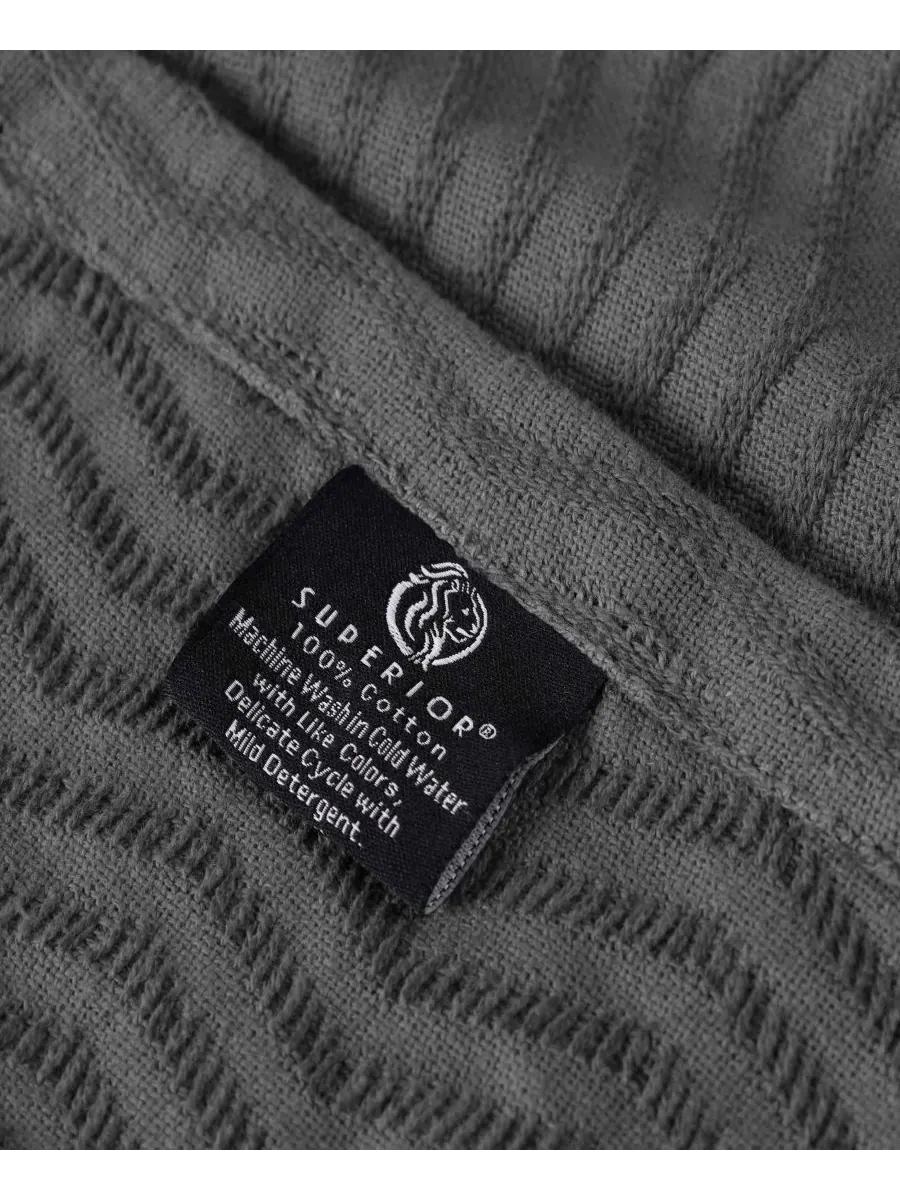 Легкое тканое одеяло Jena Cotton Textured Chevron, размер King Superior — изображение 4 из 7, темно-серый