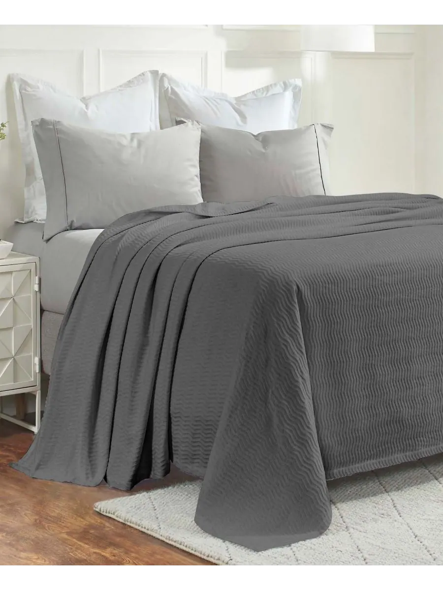 Легкое тканое одеяло Jena Cotton Textured Chevron, размер King Superior — изображение 6 из 7, темно-серый