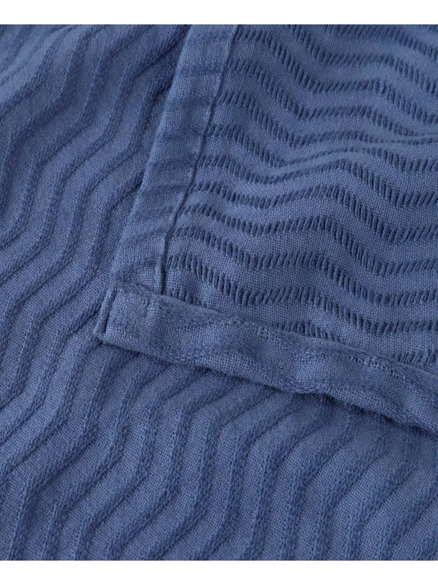 Легкое тканое одеяло Jena Cotton Textured Chevron, размер King Superior — изображение 3 из 7, синий