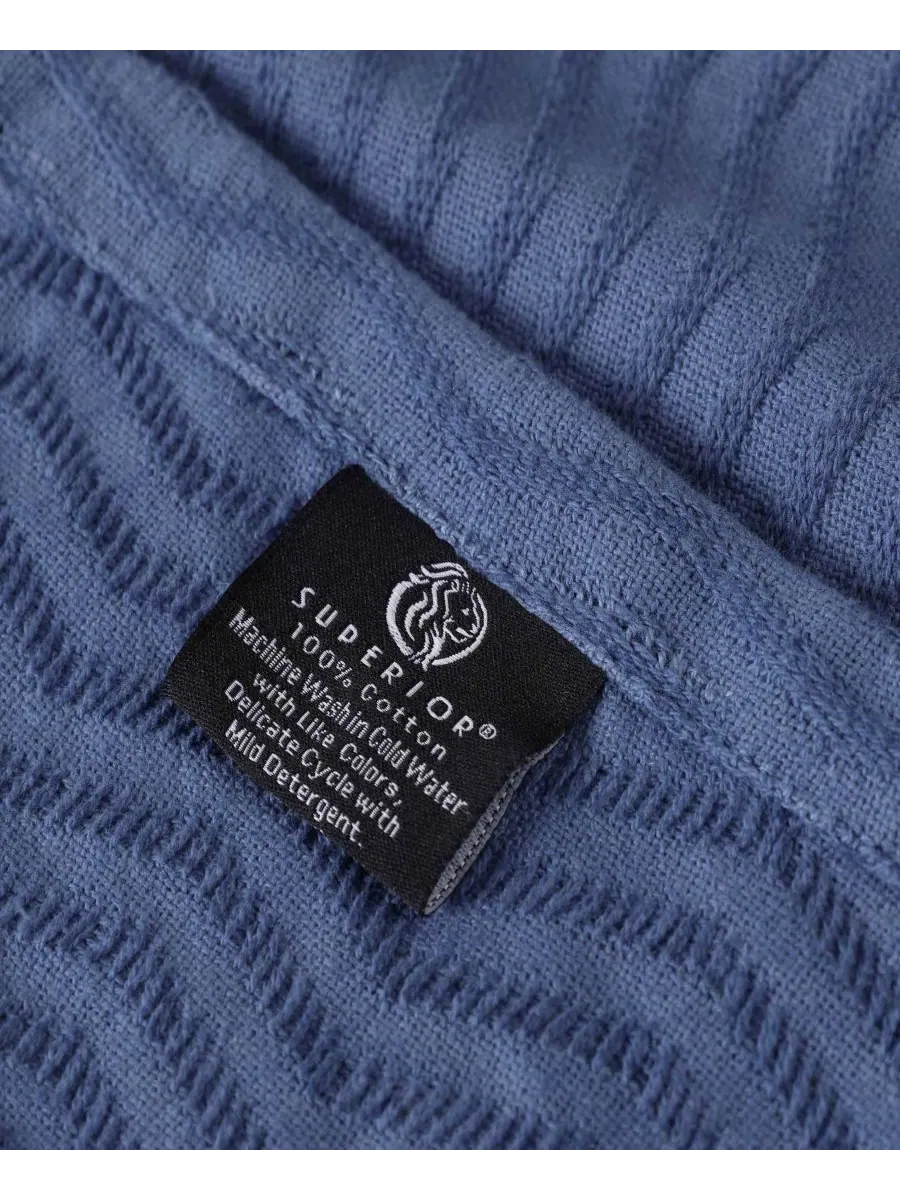 Легкое тканое одеяло Jena Cotton Textured Chevron, размер King Superior — изображение 4 из 7, синий
