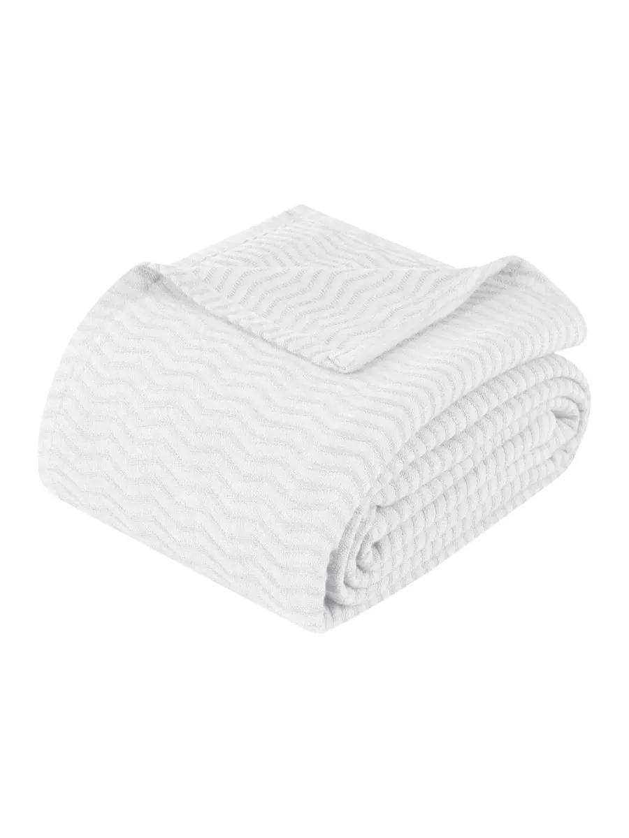 Легкое тканое одеяло Jena Cotton Textured Chevron, размер King Superior — изображение 1 из 7, белый