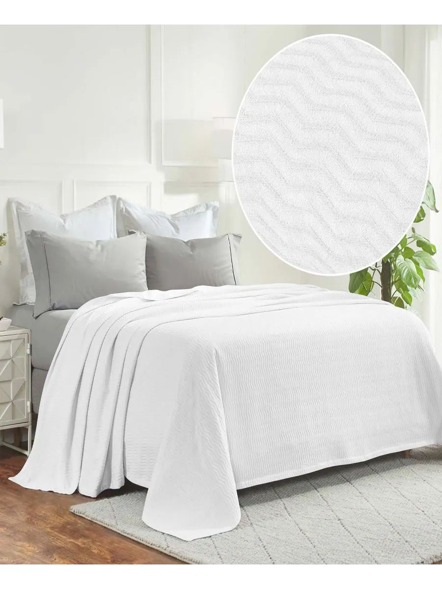 Легкое тканое одеяло Jena Cotton Textured Chevron, размер King Superior — изображение 2 из 7, белый