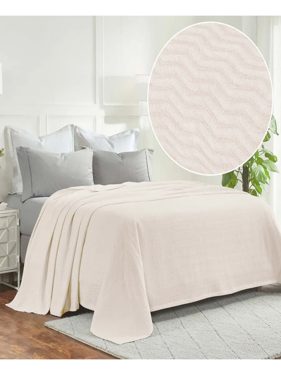 Легкое тканое одеяло Jena Cotton Textured Chevron, размер King Superior — изображение 2 из 7, белый
