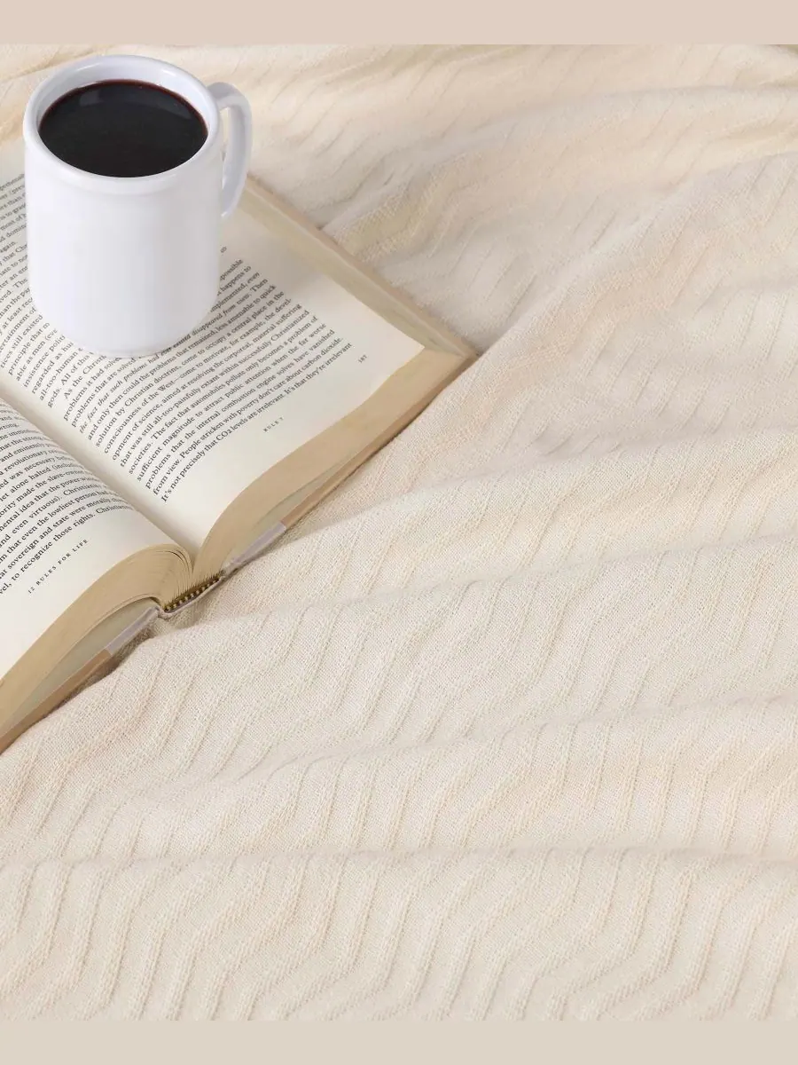 Легкое тканое одеяло Jena Cotton Textured Chevron, размер King Superior — изображение 5 из 7, белый