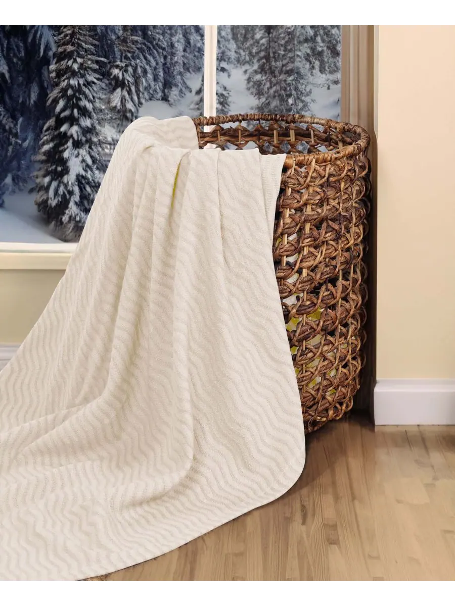 Легкое тканое одеяло Jena Cotton Textured Chevron, размер King Superior — изображение 7 из 7, белый