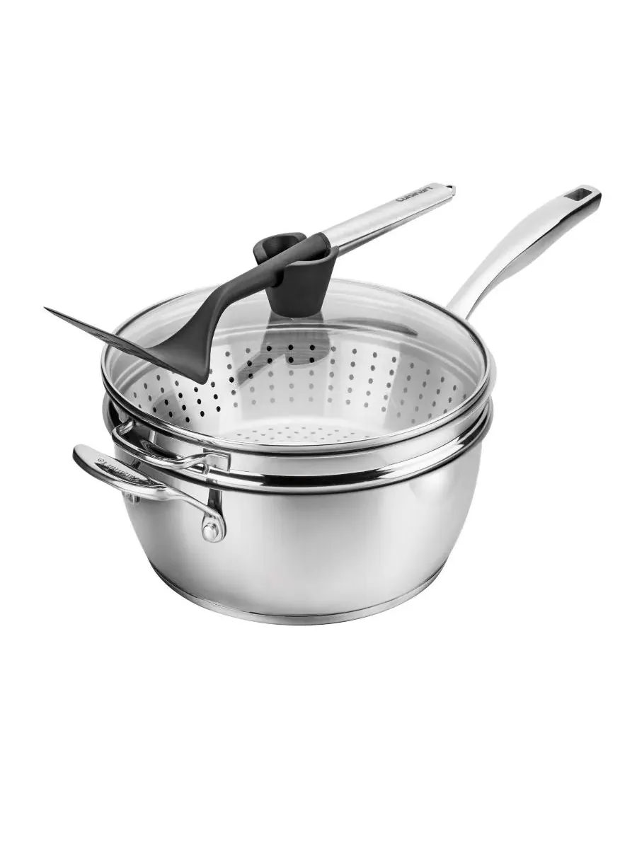 Набор из 4 керамических сковородок с антипригарным покрытием Cuisinart, нержавеющая сталь — серебристый