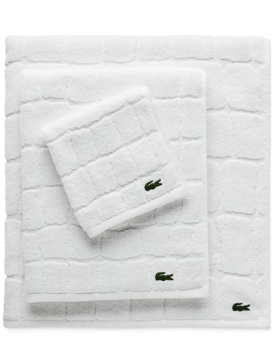 Хлопковое полотенце для рук heritage croc scale, 40 см x 76 см. Lacoste Home — изображение 7 из 8, белый