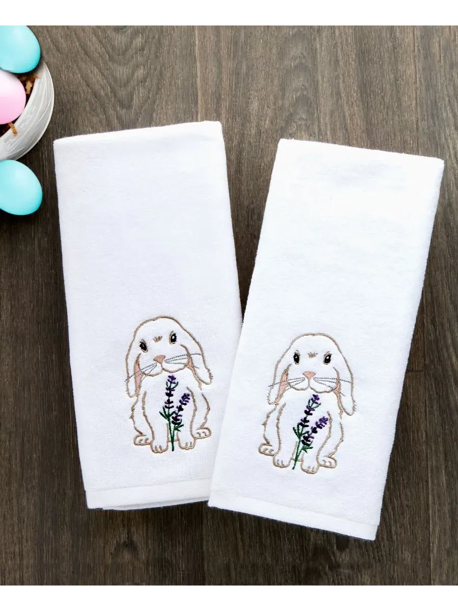 Набор полотенец для рук с вышивкой кролика Bunny Lop SKL Home — изображение 2 из 4, белый