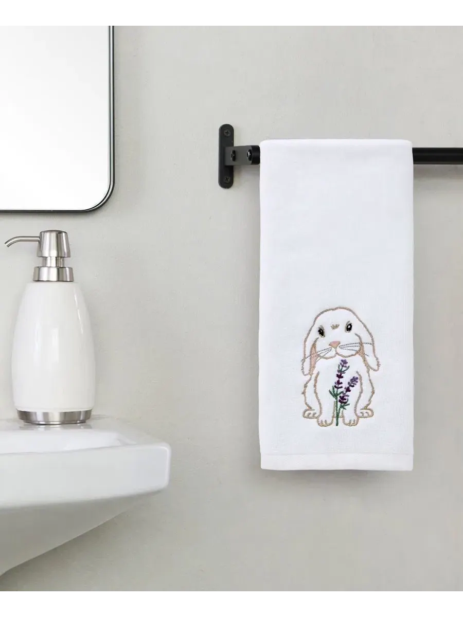 Набор полотенец для рук с вышивкой кролика Bunny Lop SKL Home — изображение 3 из 4, белый