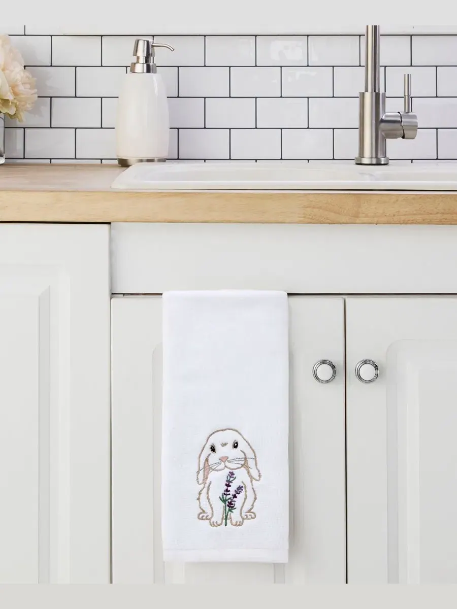 Набор полотенец для рук с вышивкой кролика Bunny Lop SKL Home — изображение 4 из 4, белый