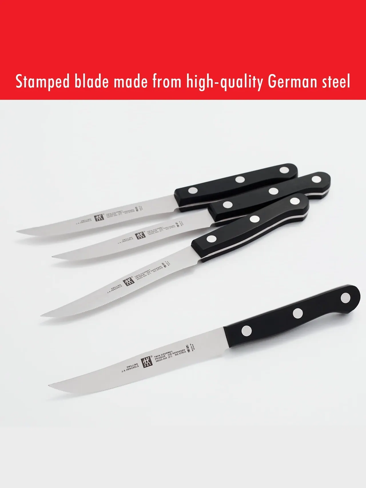 Набор ножей для стейка ZWILLING Twin Gourmet, 4 предмета, микросеррейторное — изображение 3 из 6, черный