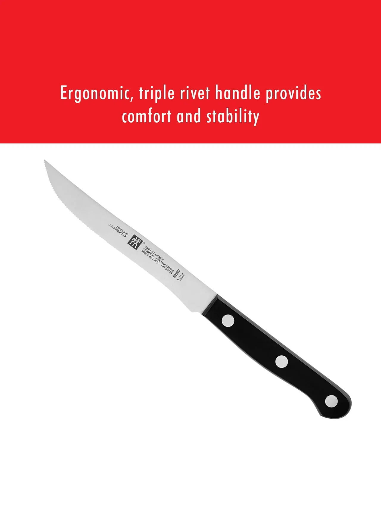 Набор ножей для стейка ZWILLING Twin Gourmet, 4 предмета, микросеррейторное — изображение 4 из 6, черный