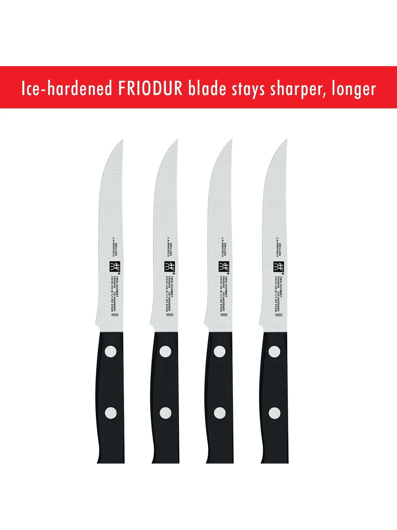 Набор ножей для стейка ZWILLING Twin Gourmet, 4 предмета, микросеррейторное — изображение 5 из 6, черный